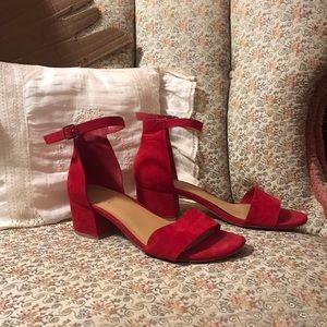 Red suede heels